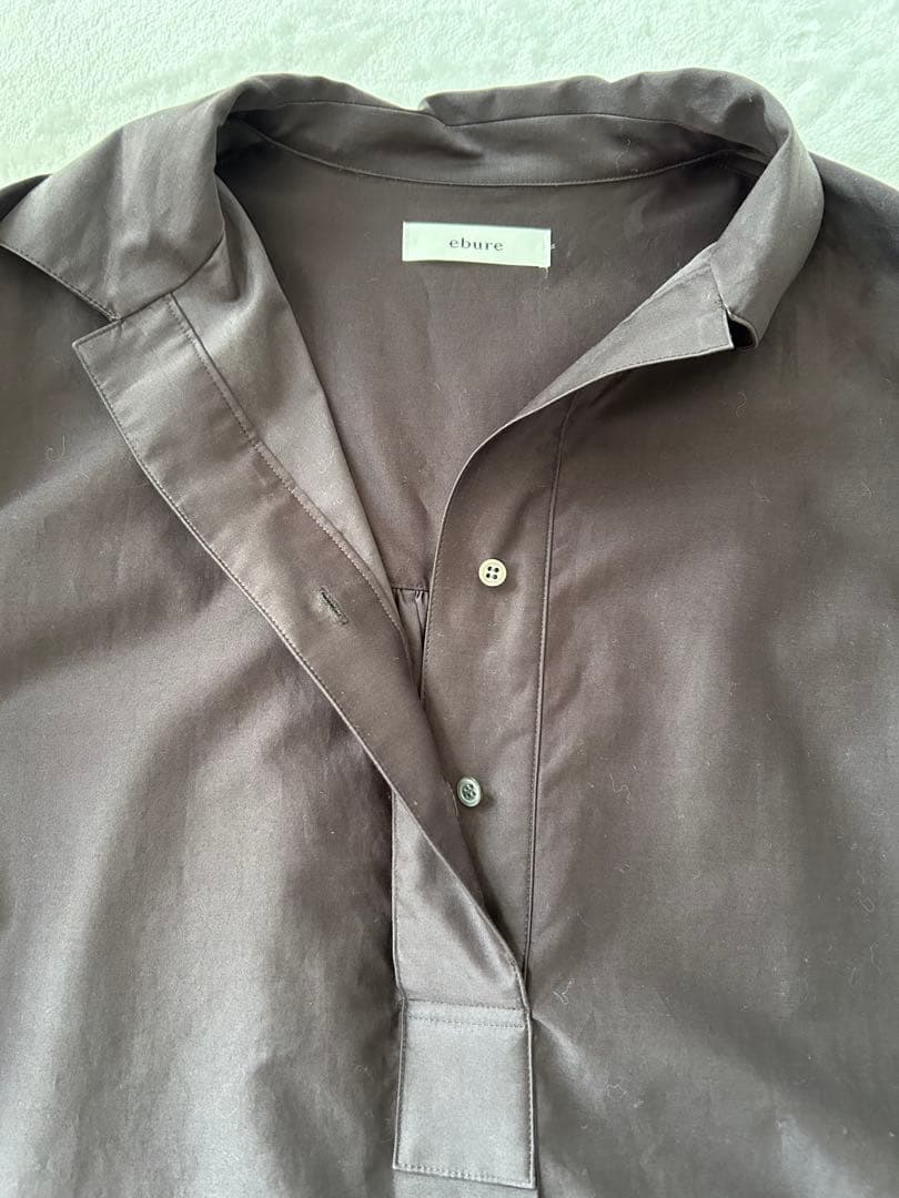 ebure エブール スキッパー コットン シャツワンピース ロング 長袖 38