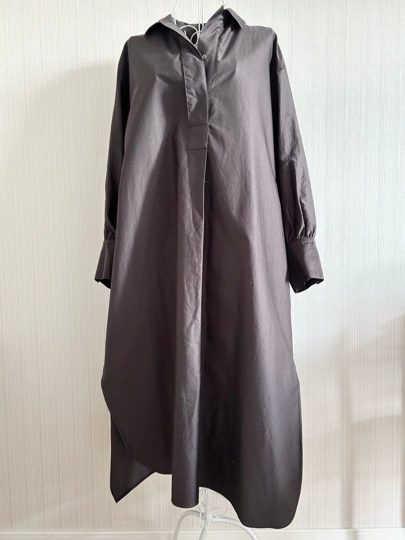 ebure エブール スキッパー コットン シャツワンピース ロング 長袖 38