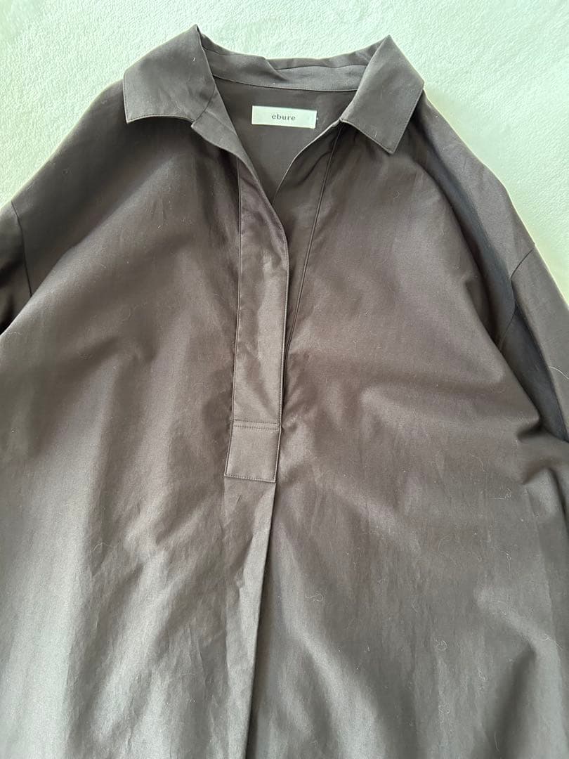 ebure エブール スキッパー コットン シャツワンピース ロング 長袖 38
