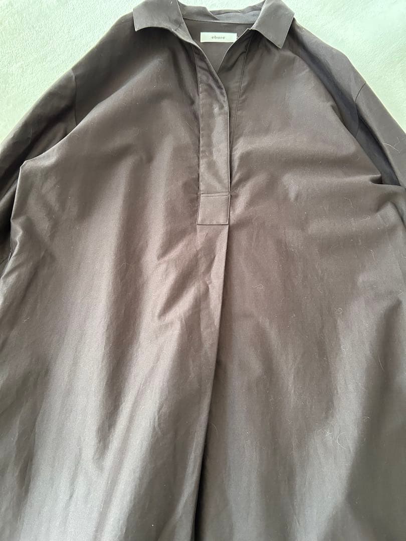 ebure エブール スキッパー コットン シャツワンピース ロング 長袖 38