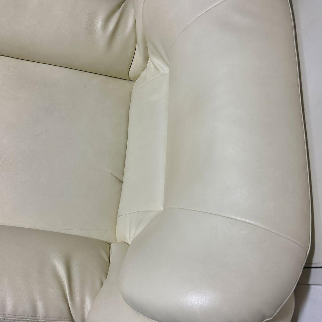 アイボリー色 合成皮革 1人掛けソファ　　　　期間限定出品お値下げ