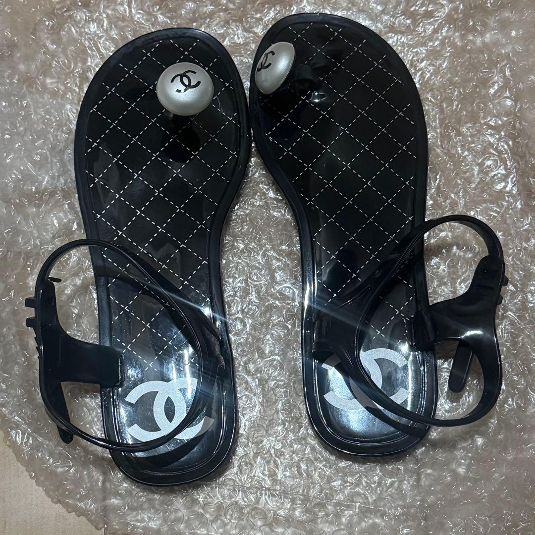 CHANEL ブラック ビーチサンダル 36