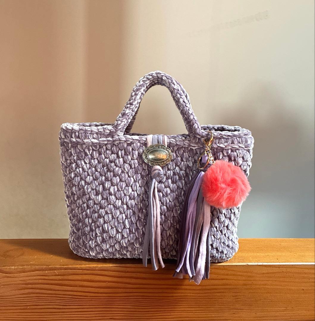 あや様♡ズパゲッティ マルシェバッグ　ベルベットバッグ