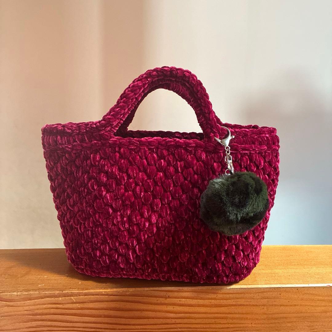 あや様♡ズパゲッティ マルシェバッグ　ベルベットバッグ