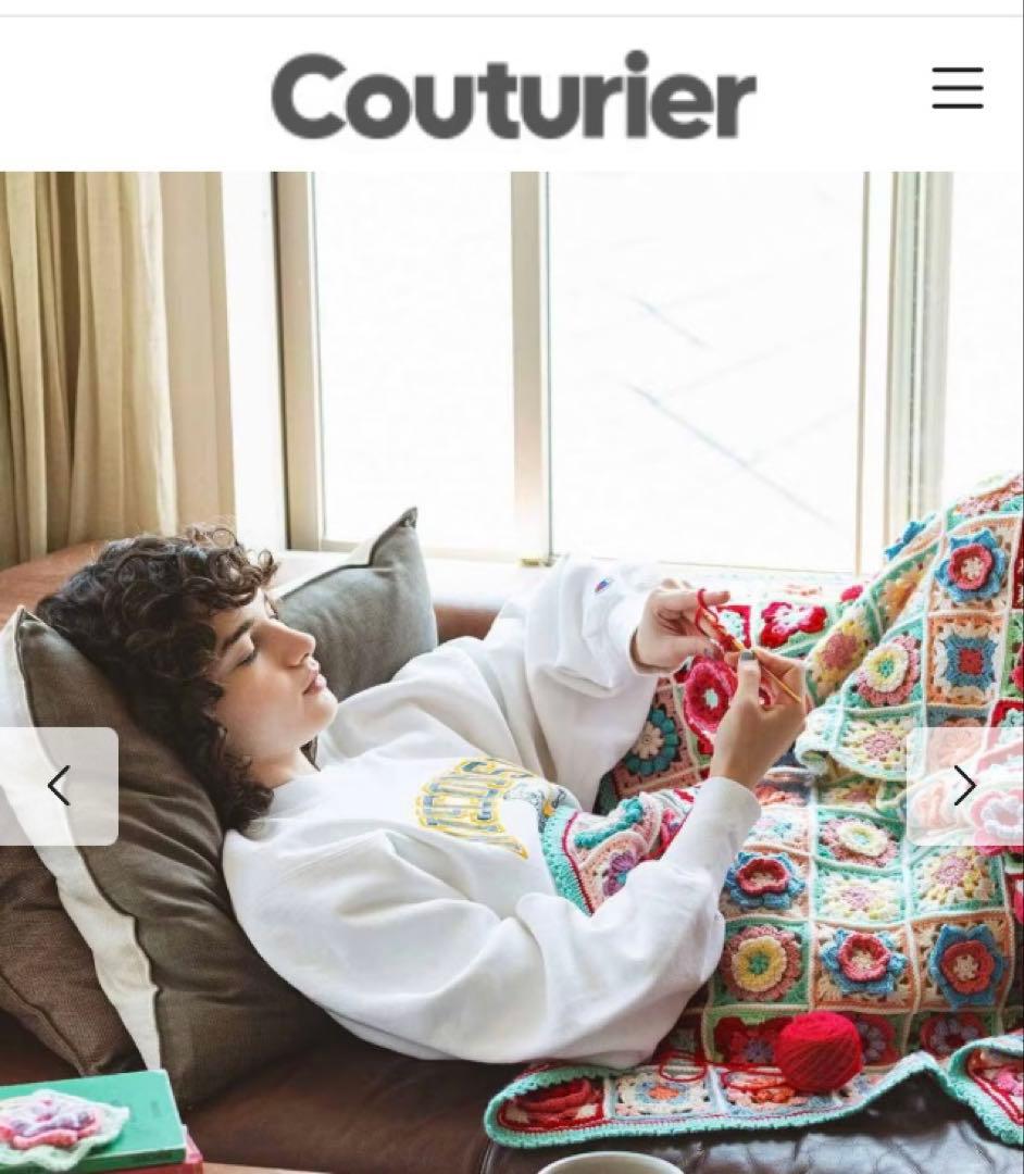 手編みブランケット　 フェリシモ　フレンチポップ気分　かぎ針編みモチーフの会