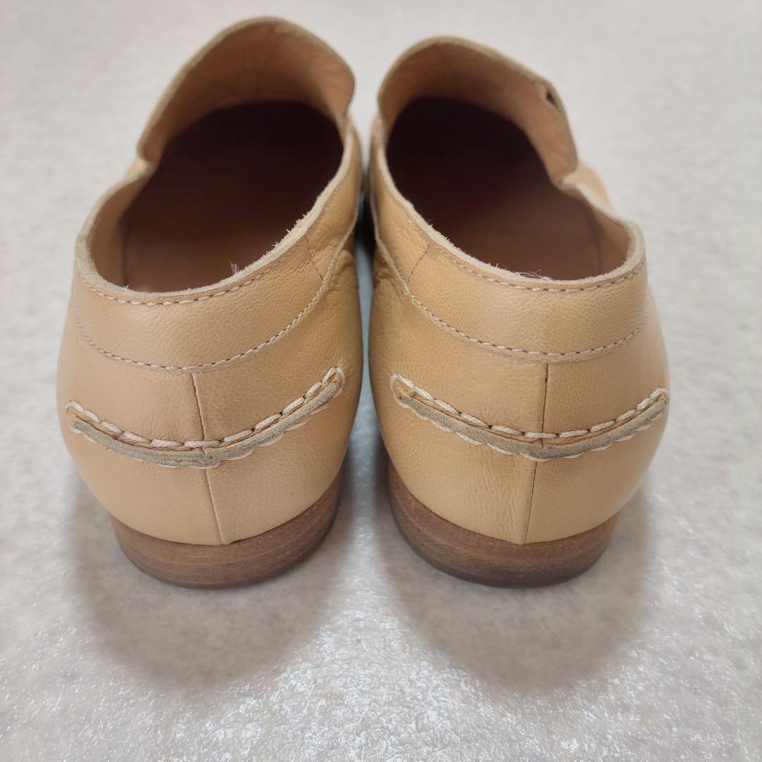 エルメス HERMES Hステッチ レザーローファー 23cm ベージュ