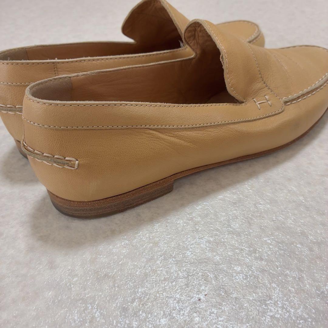 エルメス HERMES Hステッチ レザーローファー 23cm ベージュ