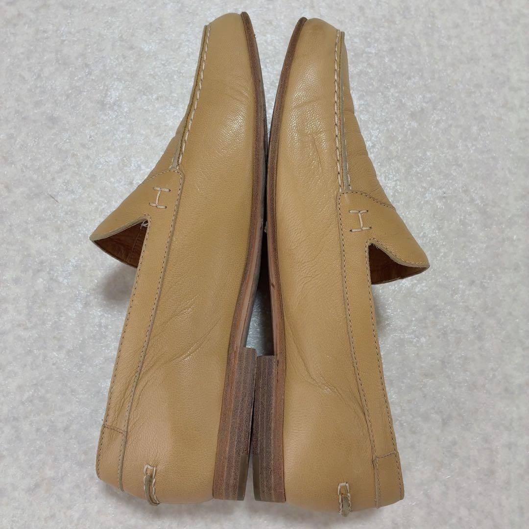 エルメス HERMES Hステッチ レザーローファー 23cm ベージュ