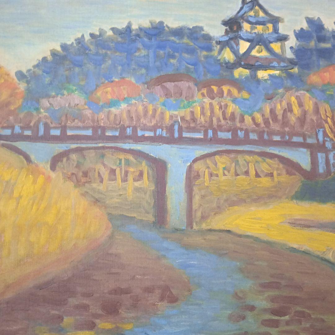 u*c様 4583）油絵P12号「岡崎城」TAKEOのサイン