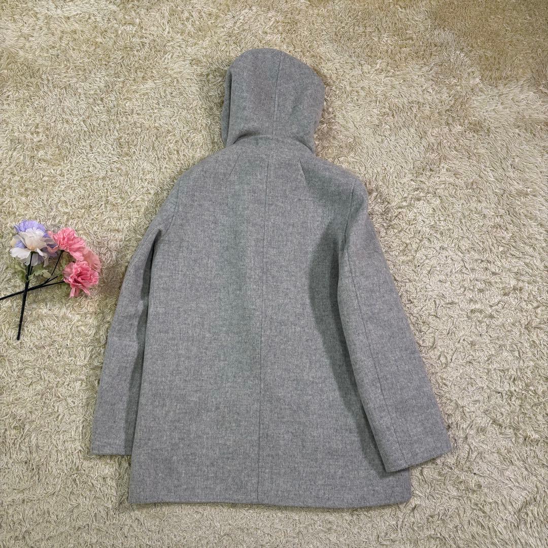 美品　23区　アンゴラ　ウール　フーディッド　リバーコート　38 グレー