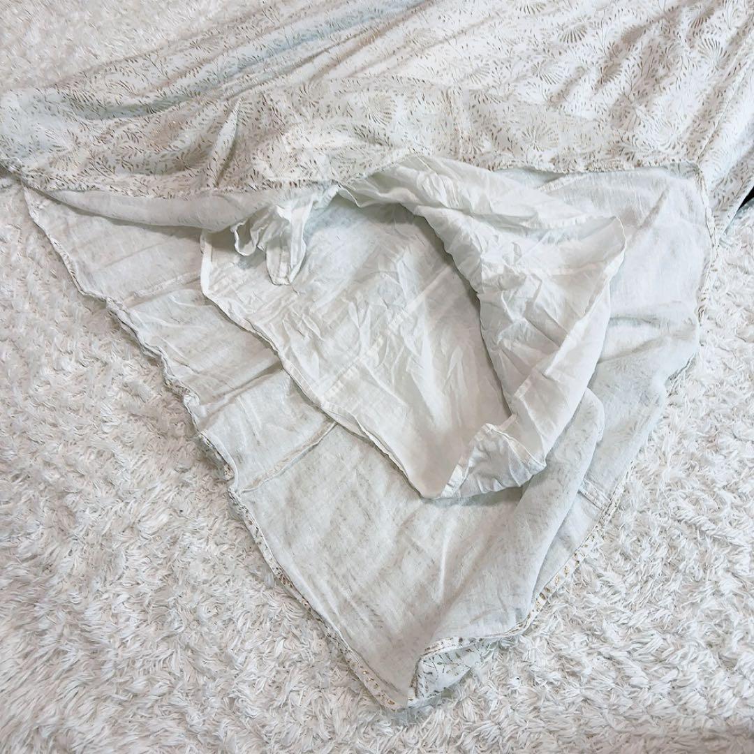 ヌキテパ ゴールドフラワープリントパネルドレス 箔プリント ロングワンピース M