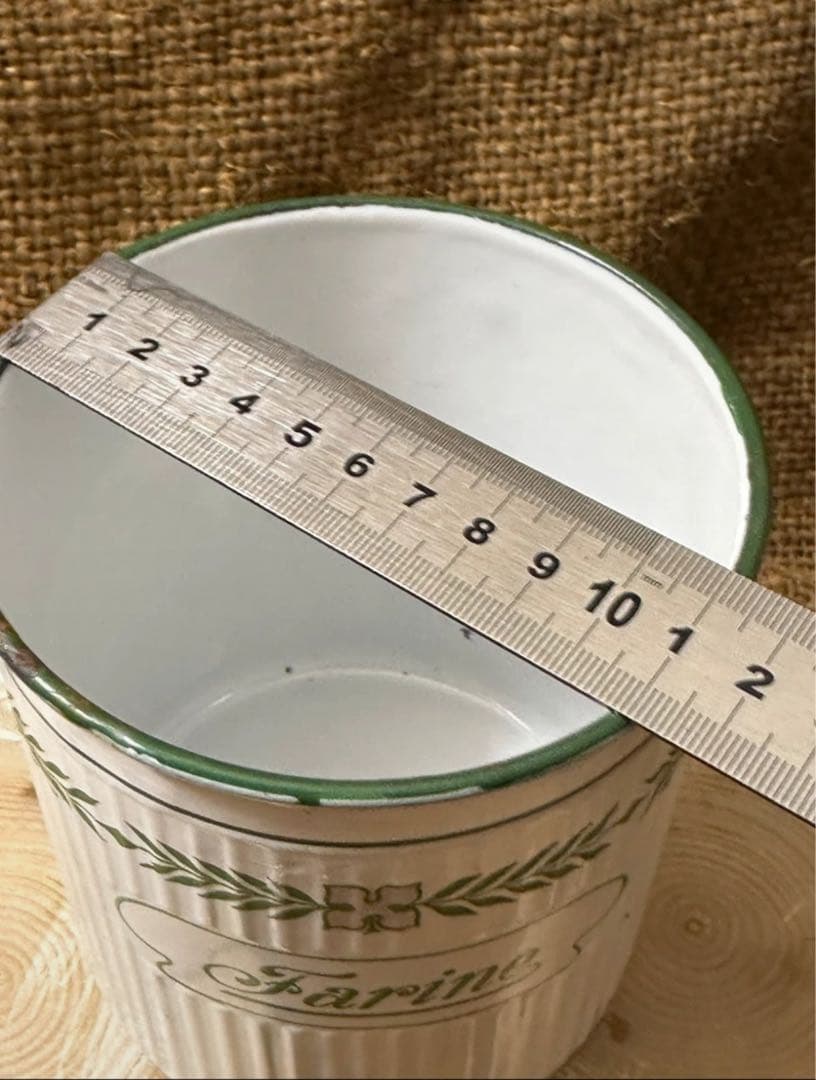 フランスヴィンテージ BB社 ホーローキャニスター　ローレルリース柄