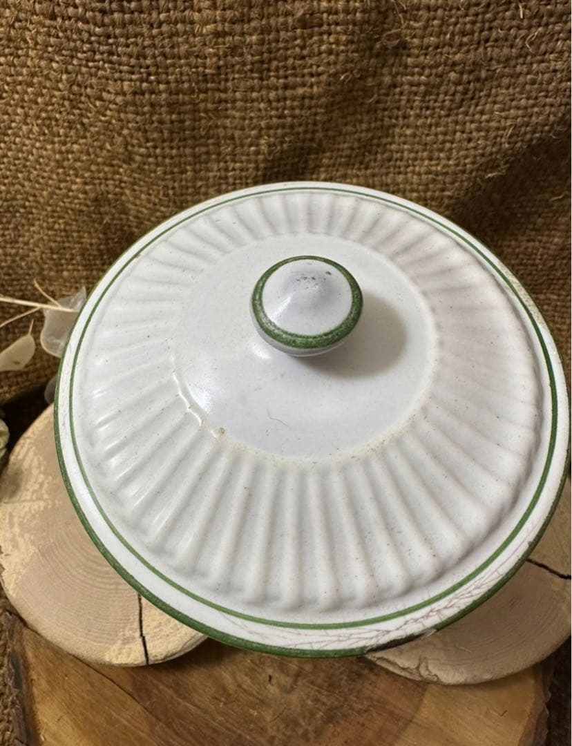 フランスヴィンテージ BB社 ホーローキャニスター　ローレルリース柄