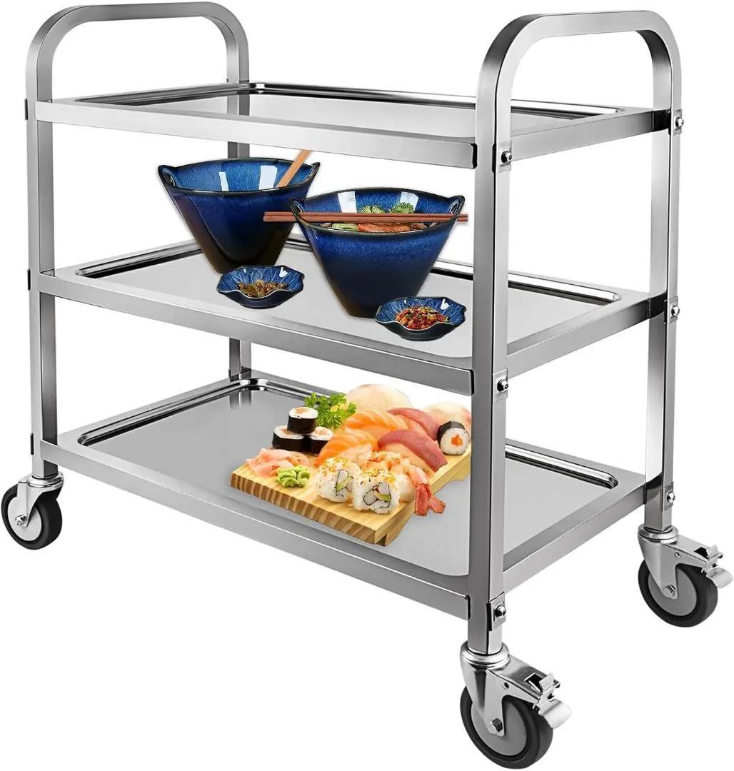 MINNEER　移働に便利な　ステンレス製　キッチンカート　サービスワゴン