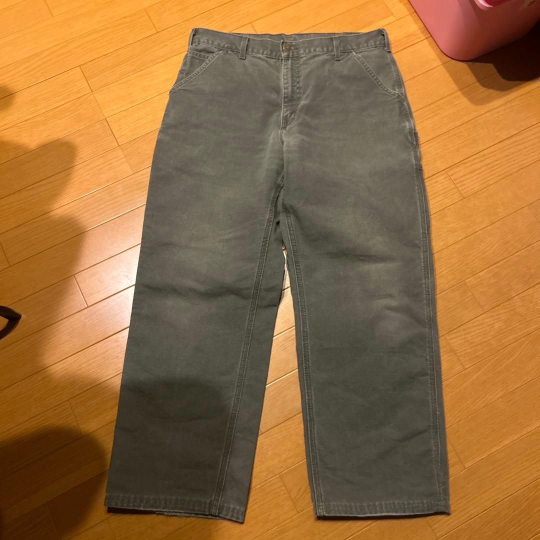 グレー カーゴスタイル ワークパンツ