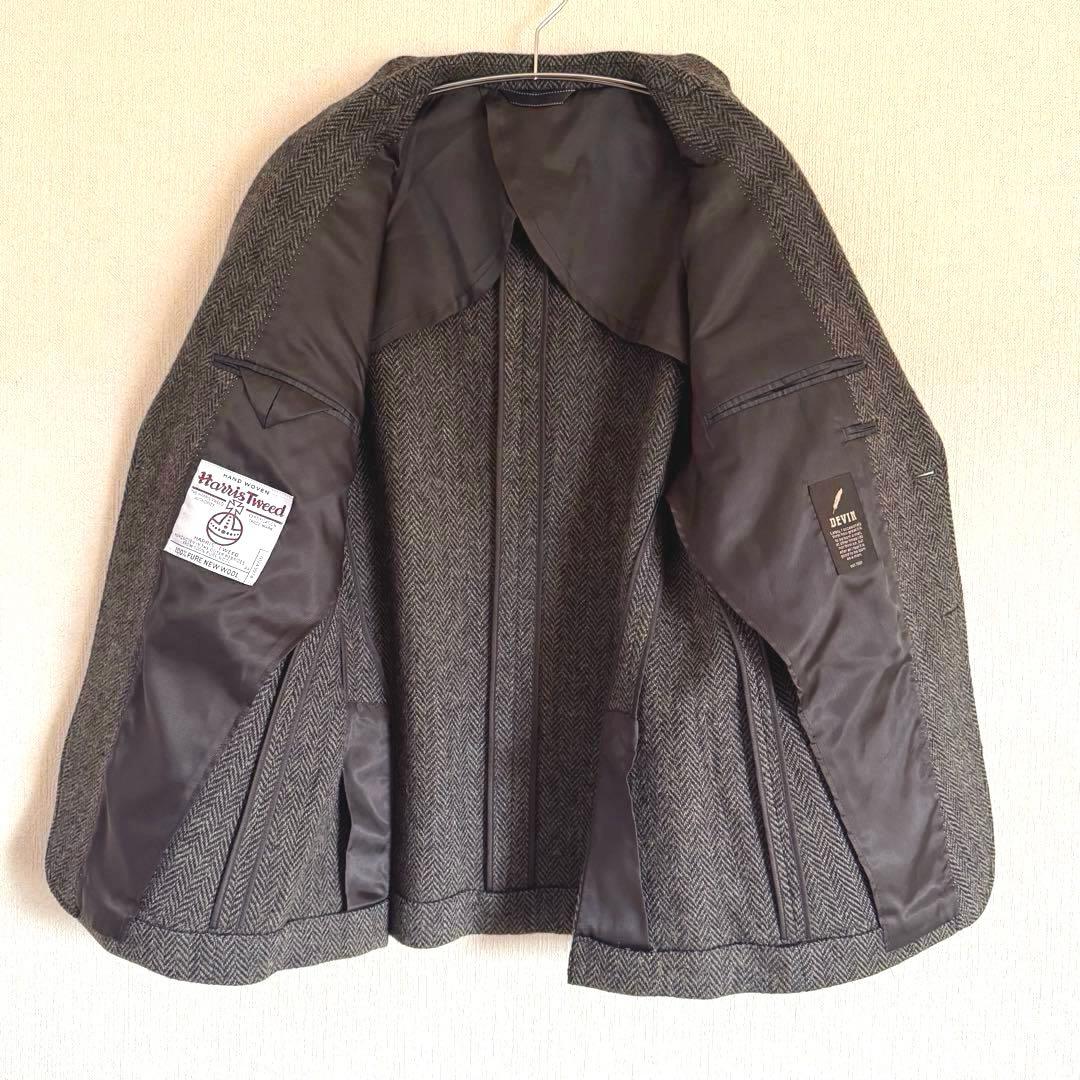 ハリスツイード　ヘリンボーンテーラードジャケット　日本製　Lサイズ