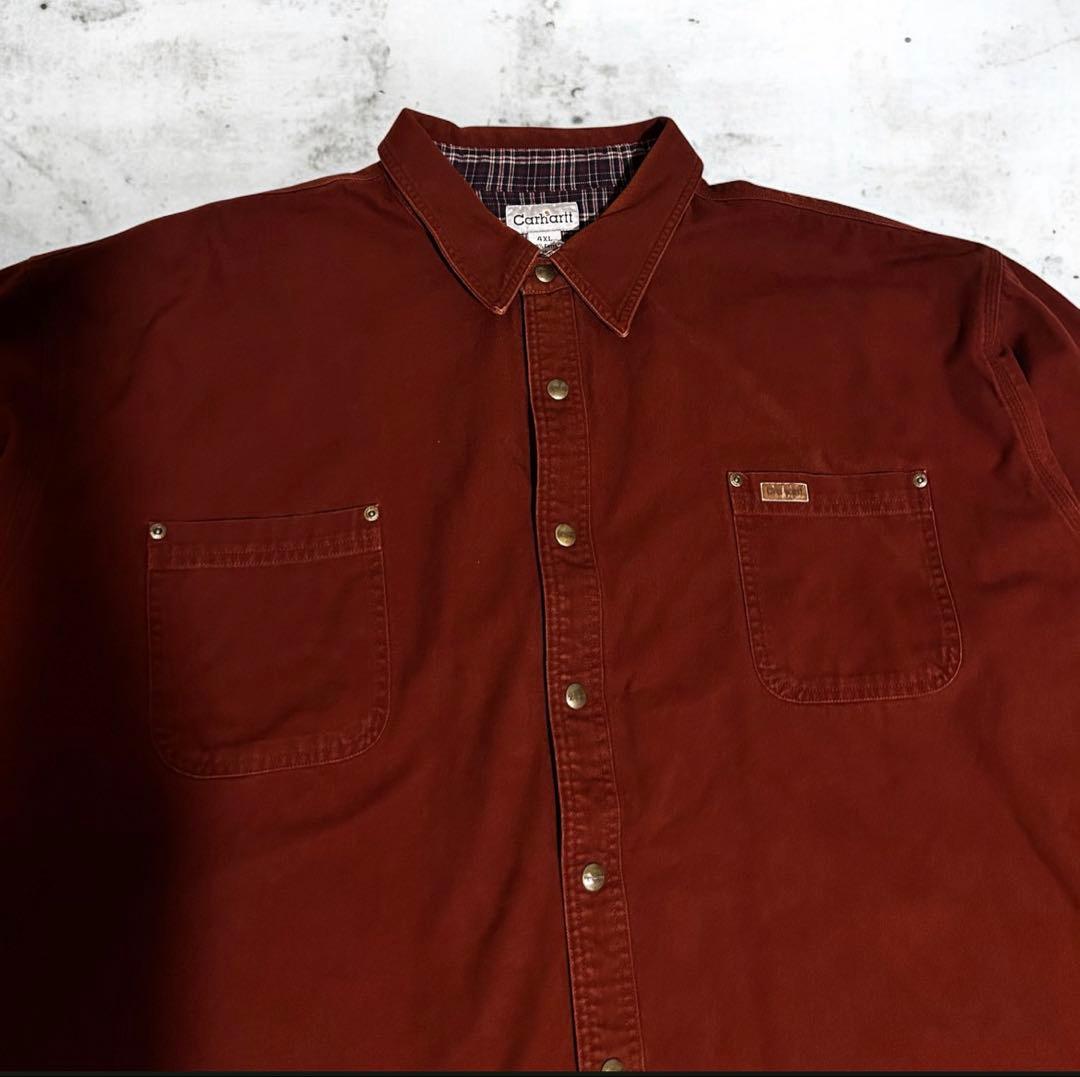 【希少】カーハート ダックシャツ ジャケット バーガンディ　4XL [特大]