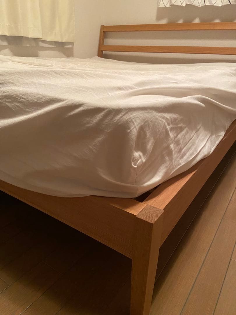 無印良品　タモ材ベッドとマットのセット　クイーン