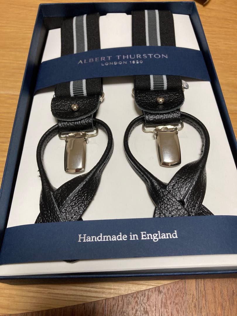  THURSTON グレーライン×ブラック サスペンダー