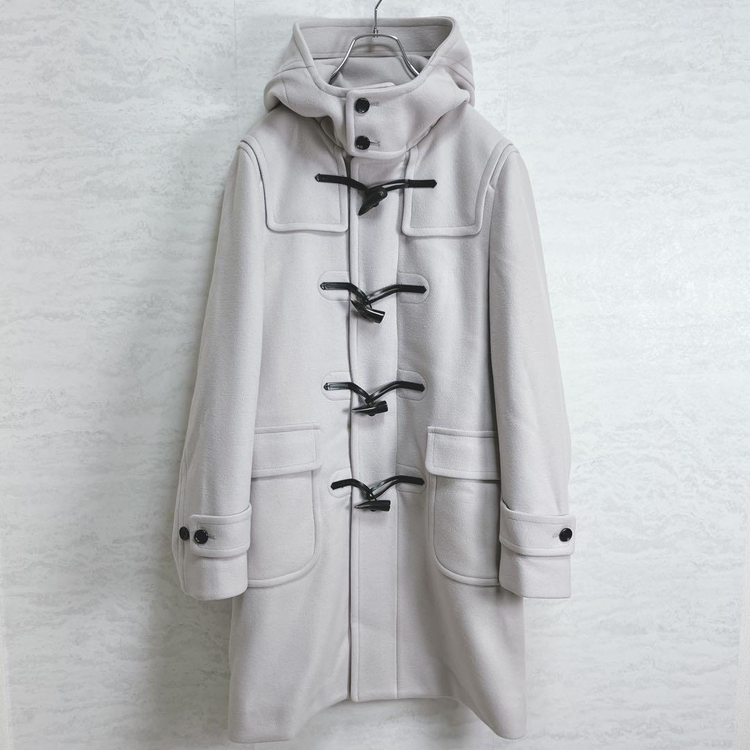 『エストネーション』ダッフルコート カシミヤ混 グレージュ ダブルジップアップ