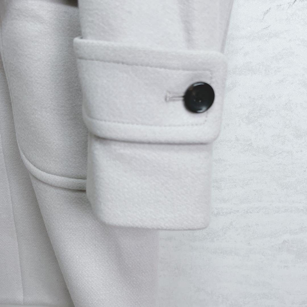 『エストネーション』ダッフルコート カシミヤ混 グレージュ ダブルジップアップ