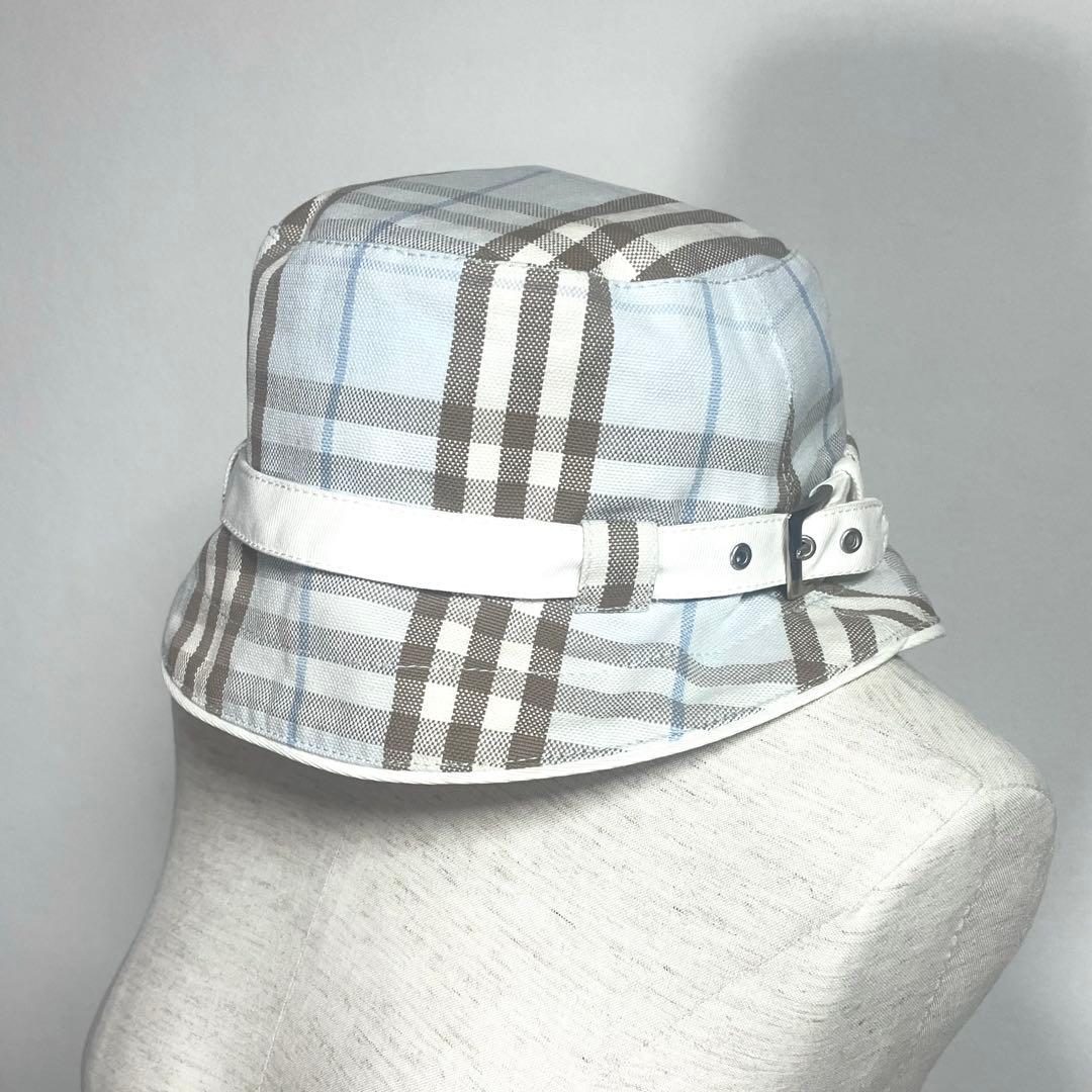 美品　バーバリー　ロンドン　チェック柄バケットハット　 Lサイズ