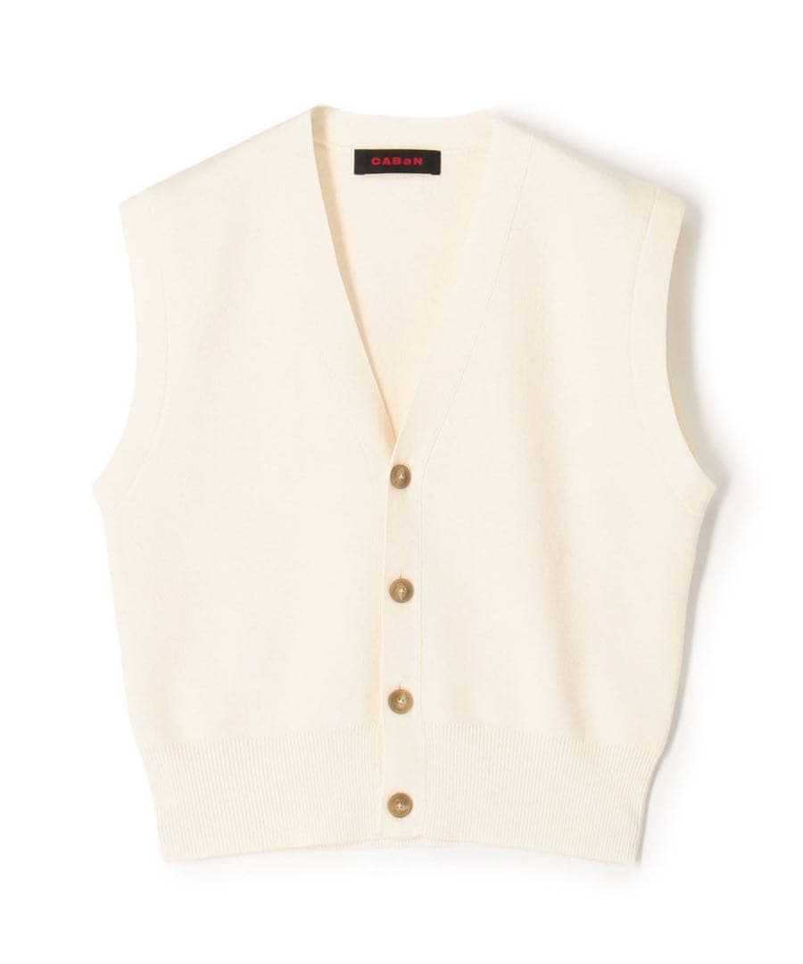 CABaN コットンカシミヤ Vネックドロップショルダーベスト