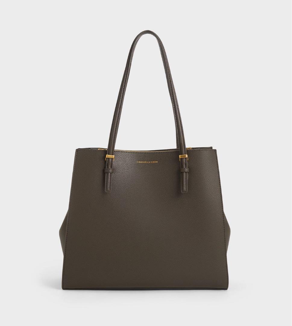 値下げ 極美品CHARLES&KEITE クラシックダブルハンドル トートバッグ