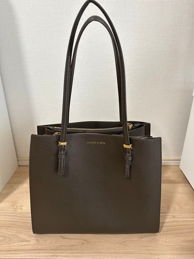 値下げ 極美品CHARLES&KEITE クラシックダブルハンドル トートバッグ