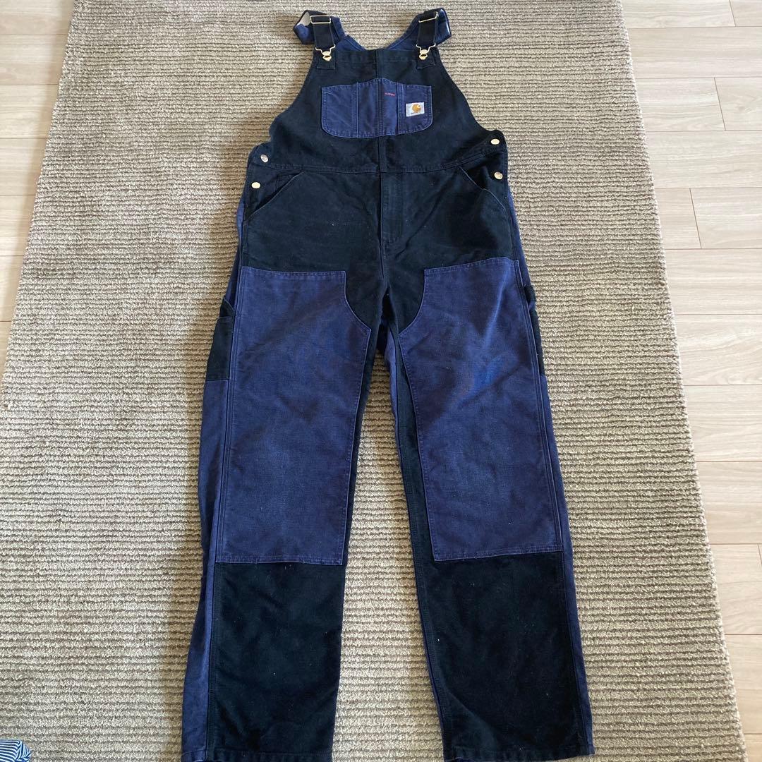 Carhartt ブラックネイビーオーバーオール34✖️32