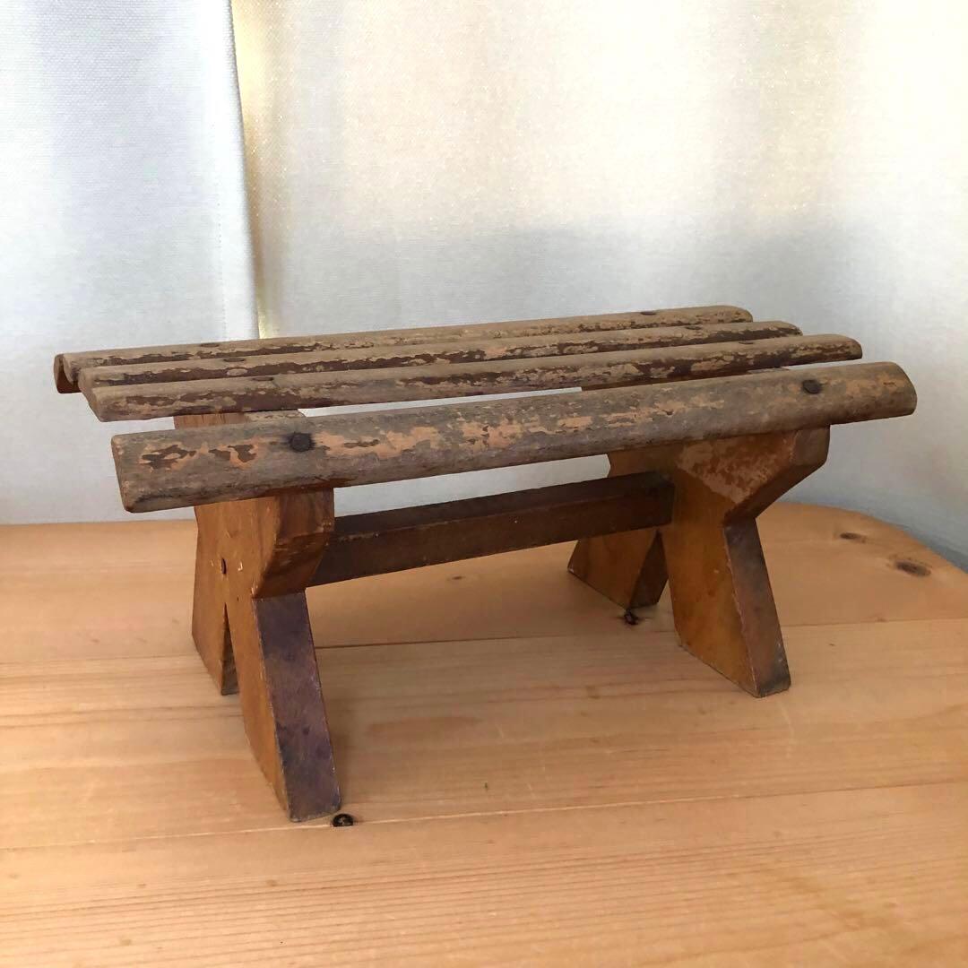 古い小さな踏み台　スツール　アンティーク　フランス　フットレスト　no.161