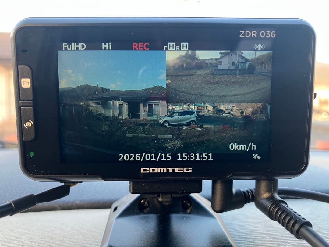 コムテック ZDR-036 前後2カメラ ドライブレコーダー 作動OK！