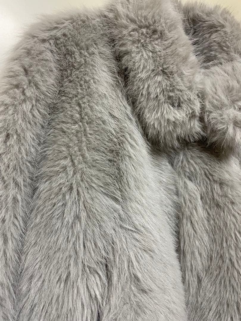 ZARA ザラ フェイクファーショートコート パールグレー M