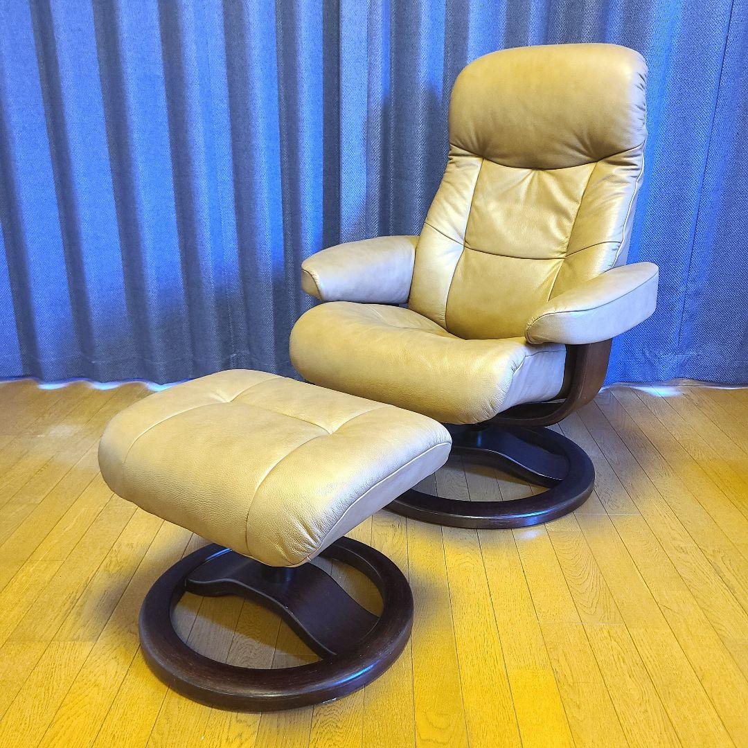 【極美品】シモンズ　イエリアーダ オットマン リクライニングチェア 牛革 ソファ