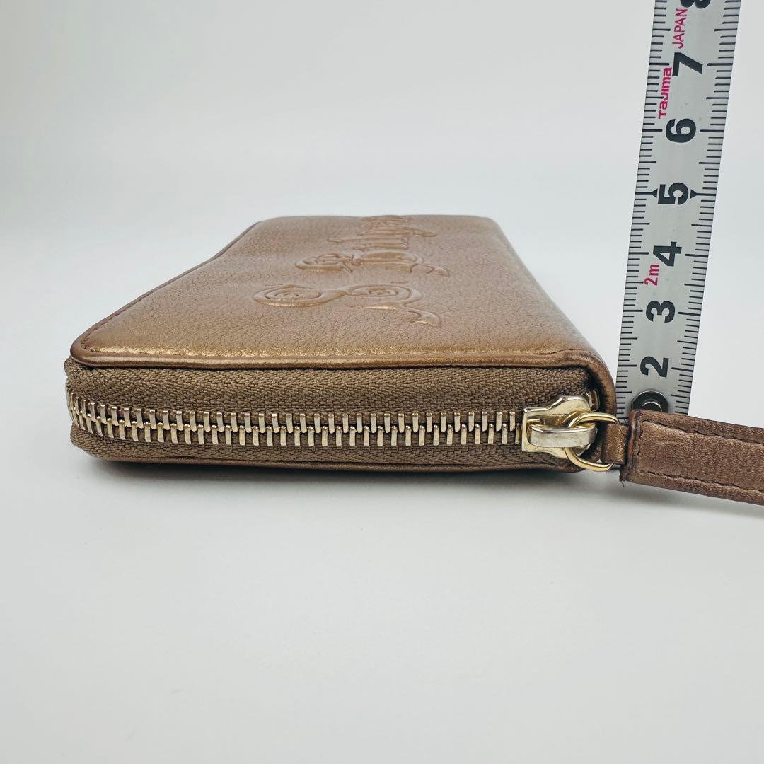 美品　希少　ブルガリ　ゴールド レザー 長財布　ロゴ　小物　ラウンド