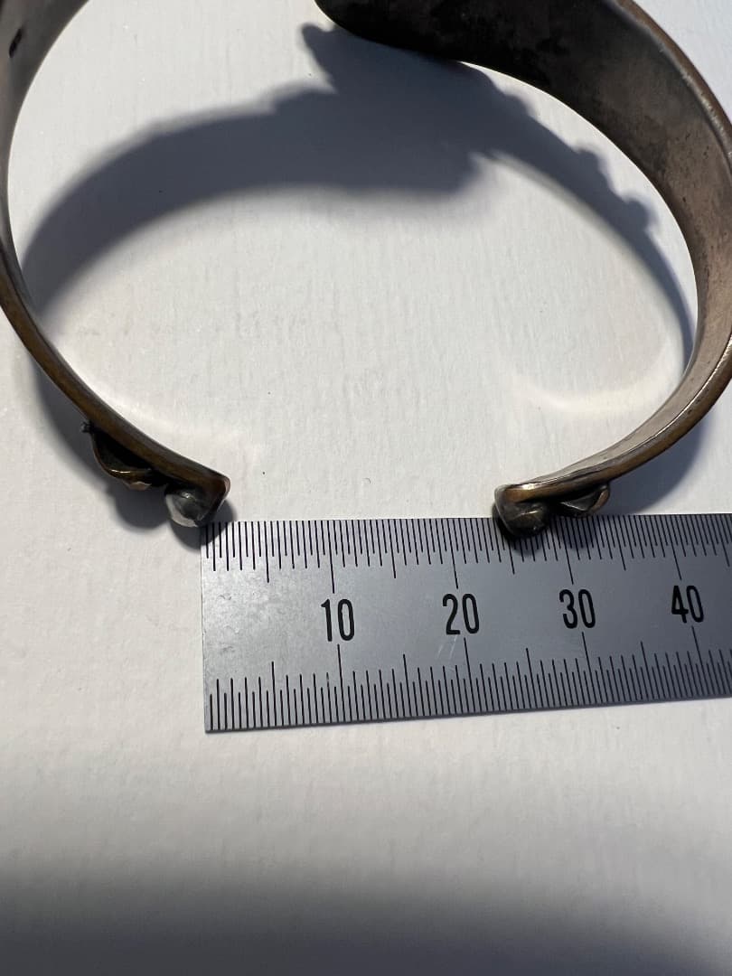 本物トルコ石×ヴィンテージ風シルバー925バングル