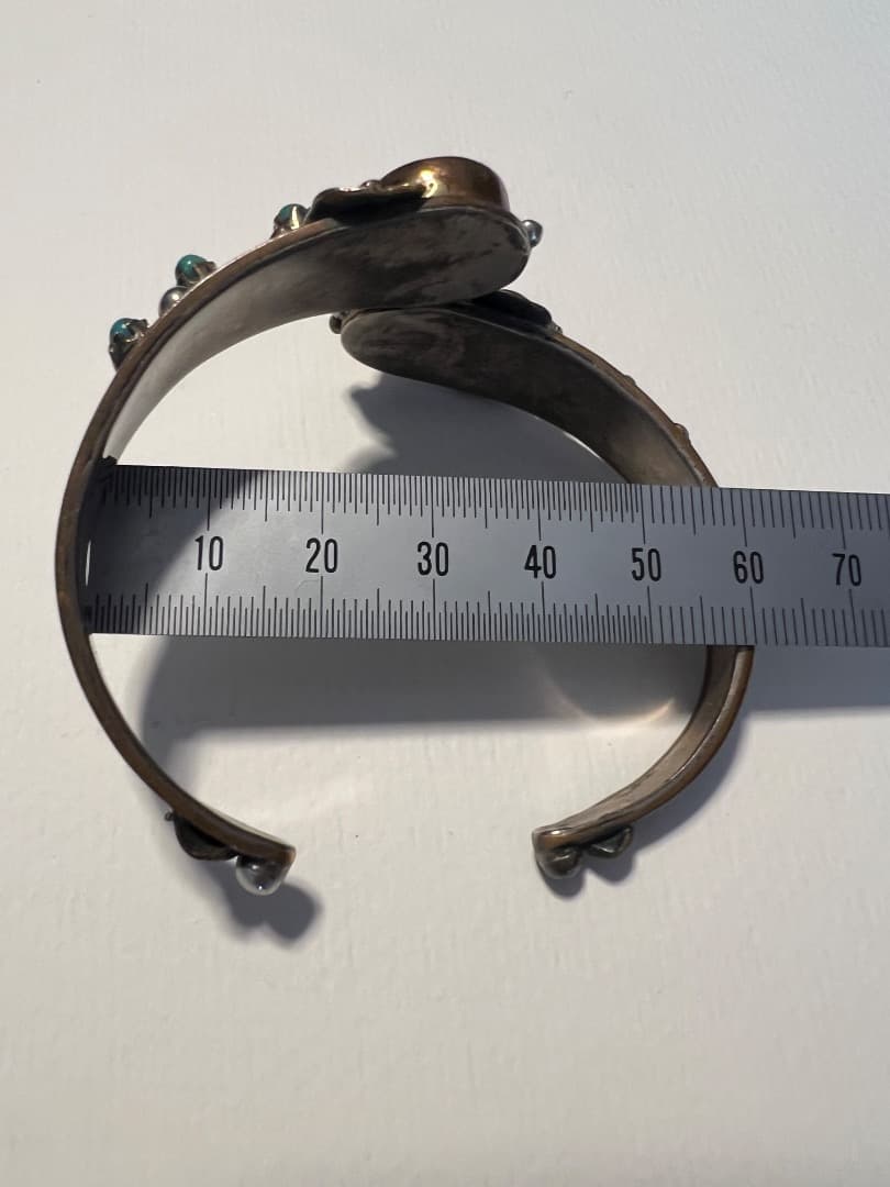 本物トルコ石×ヴィンテージ風シルバー925バングル