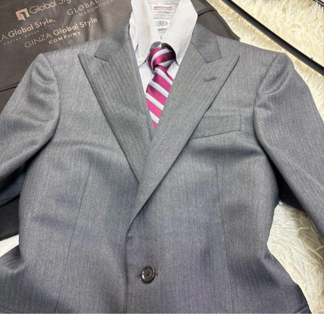 未使用★現行★ゼニア×銀座グローバルスタイル スーツ グレー 3P M位