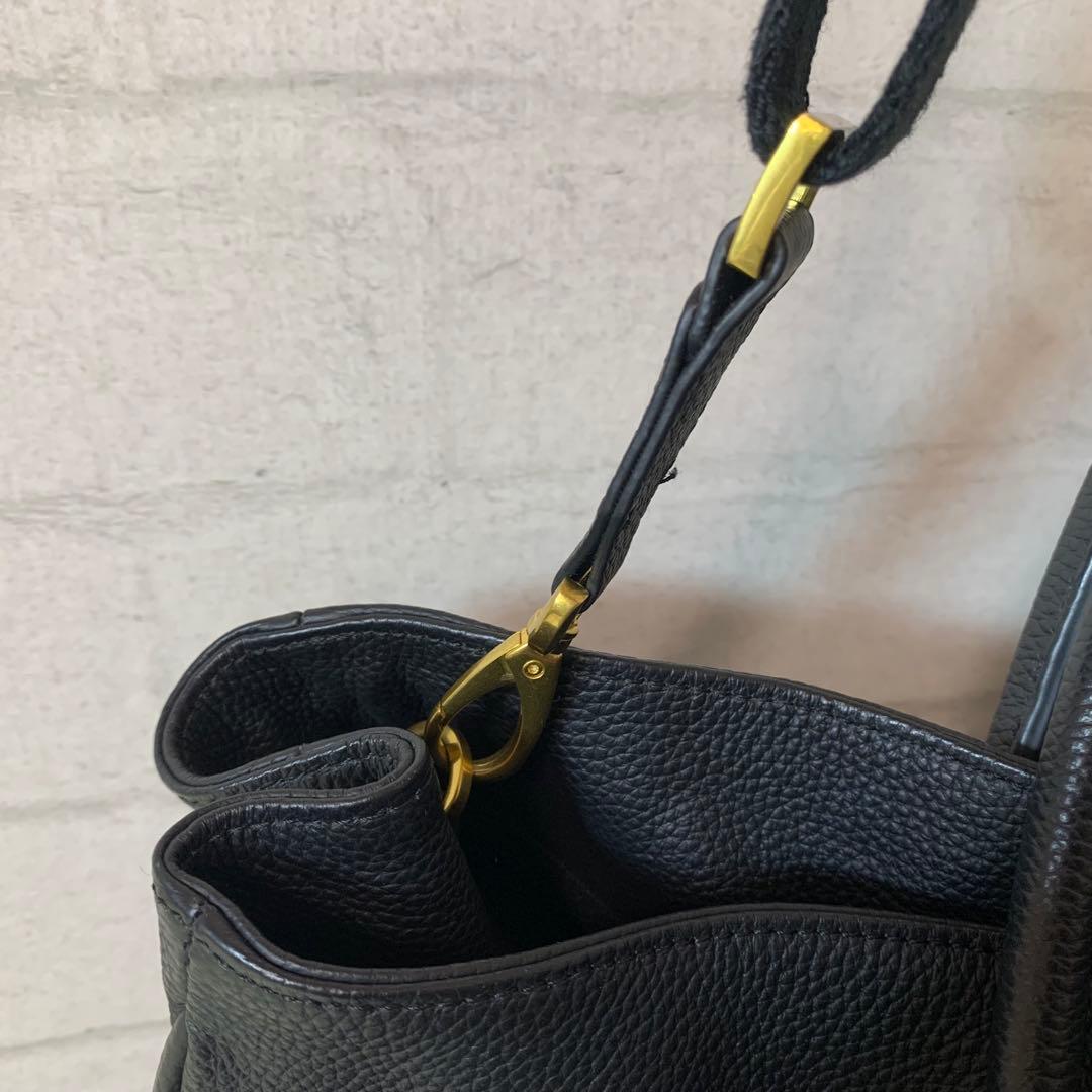 ROPE ロペ　リアルレザーナローベルトトートバッグ ブラック