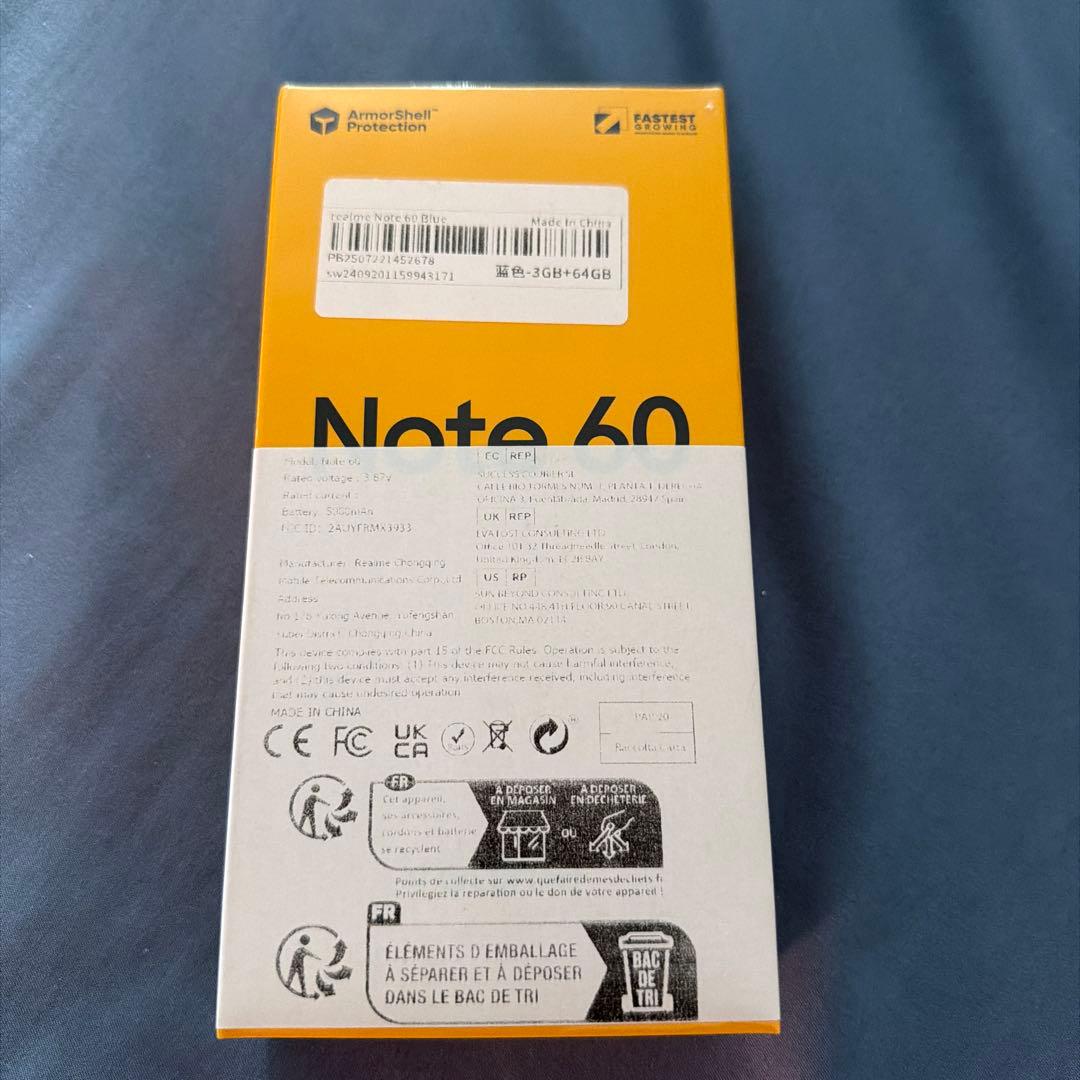 V*2様 Realme note 60 3gb+64gb