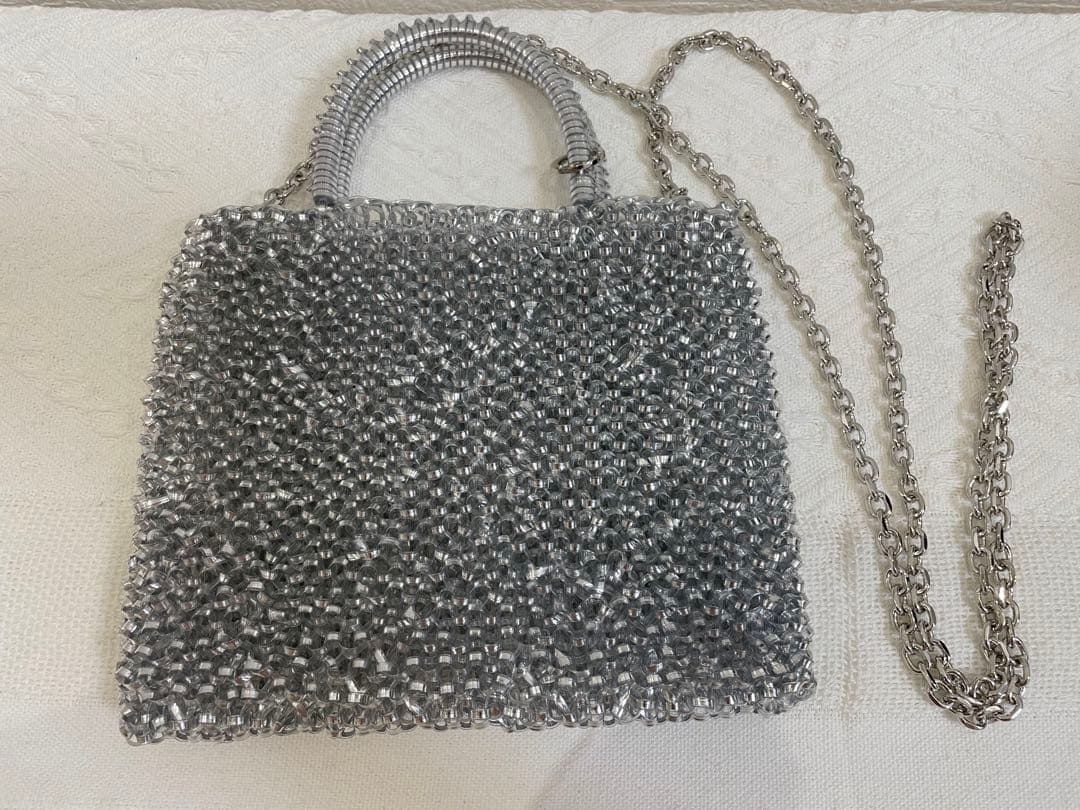 アンテプリマ風 ビーズ ワイヤーバッグ ショルダー 新品未使用 シルバー　②