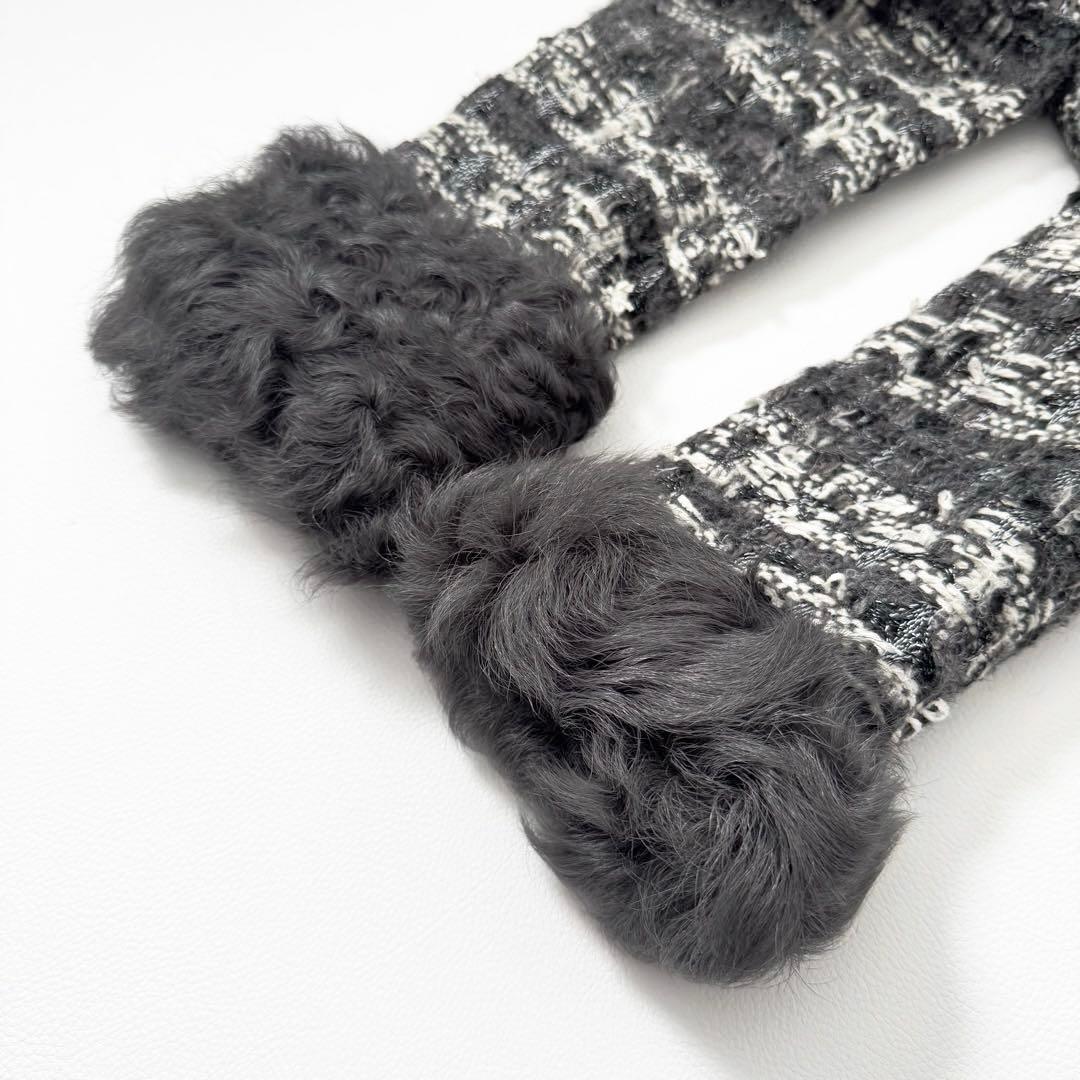 グレースコンチネンタル グレースクラス ファー切替ツイードコート ビジューボタン