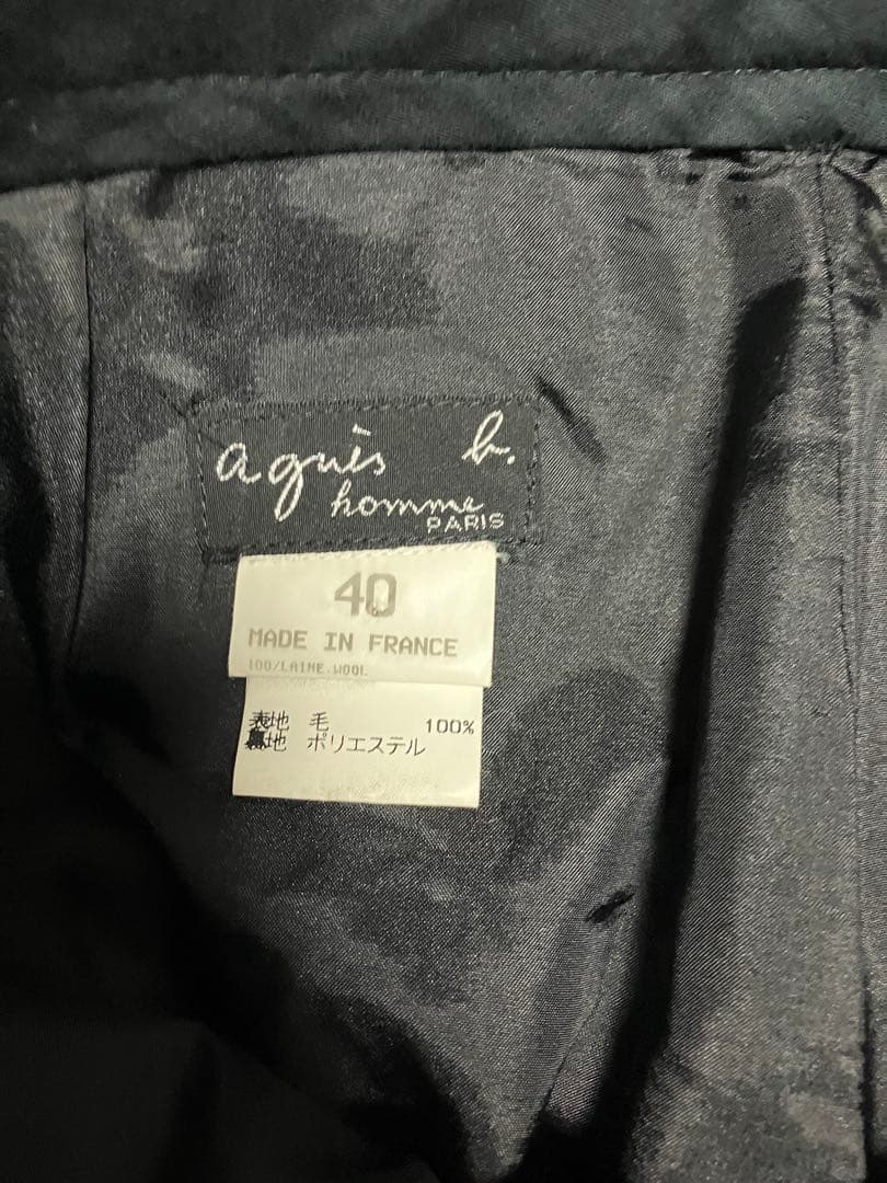 90s agnes b homme セミワイドストレートスラックス　ウール