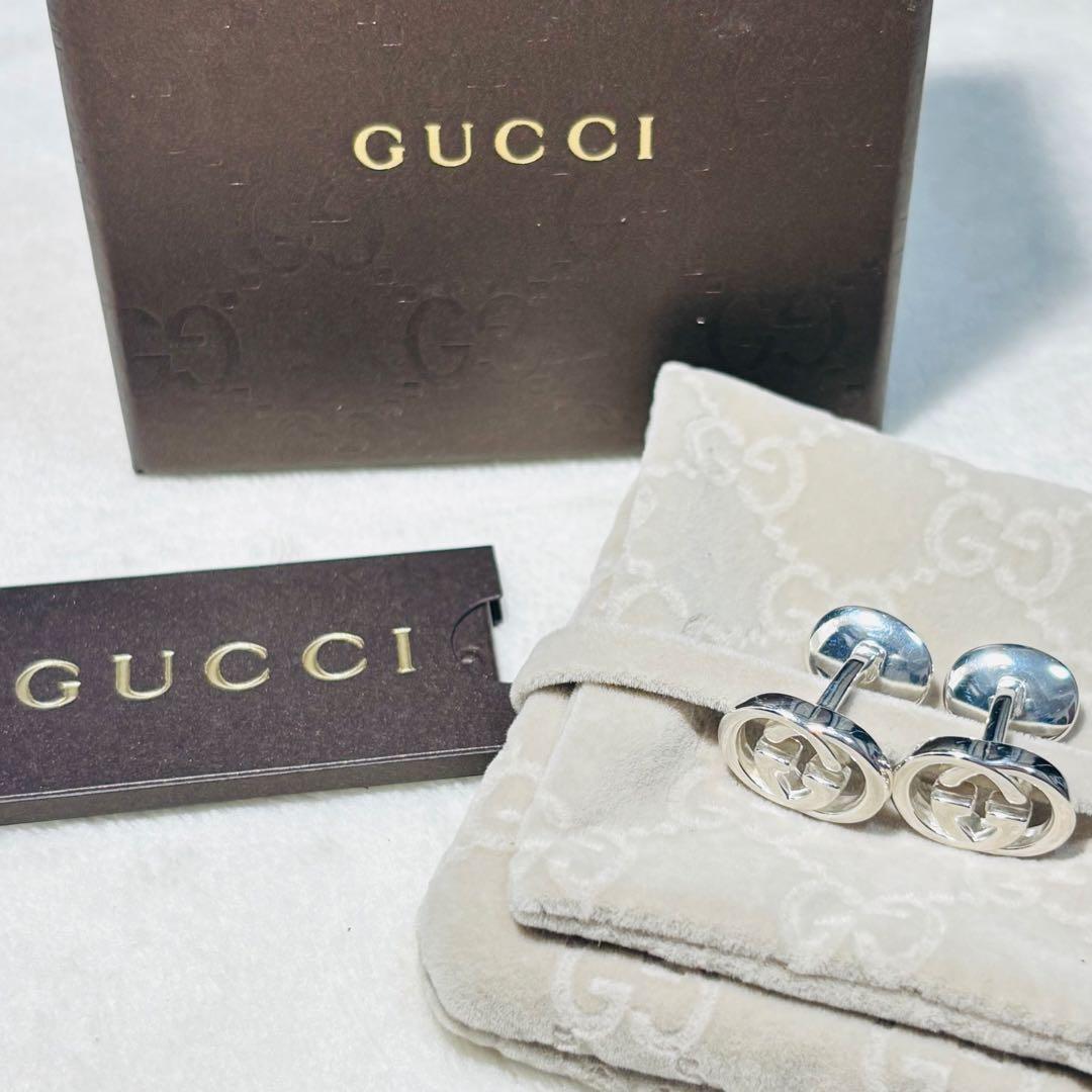 美品　GUCCI グッチ カフス インターロッキングG シルバー ビジネス