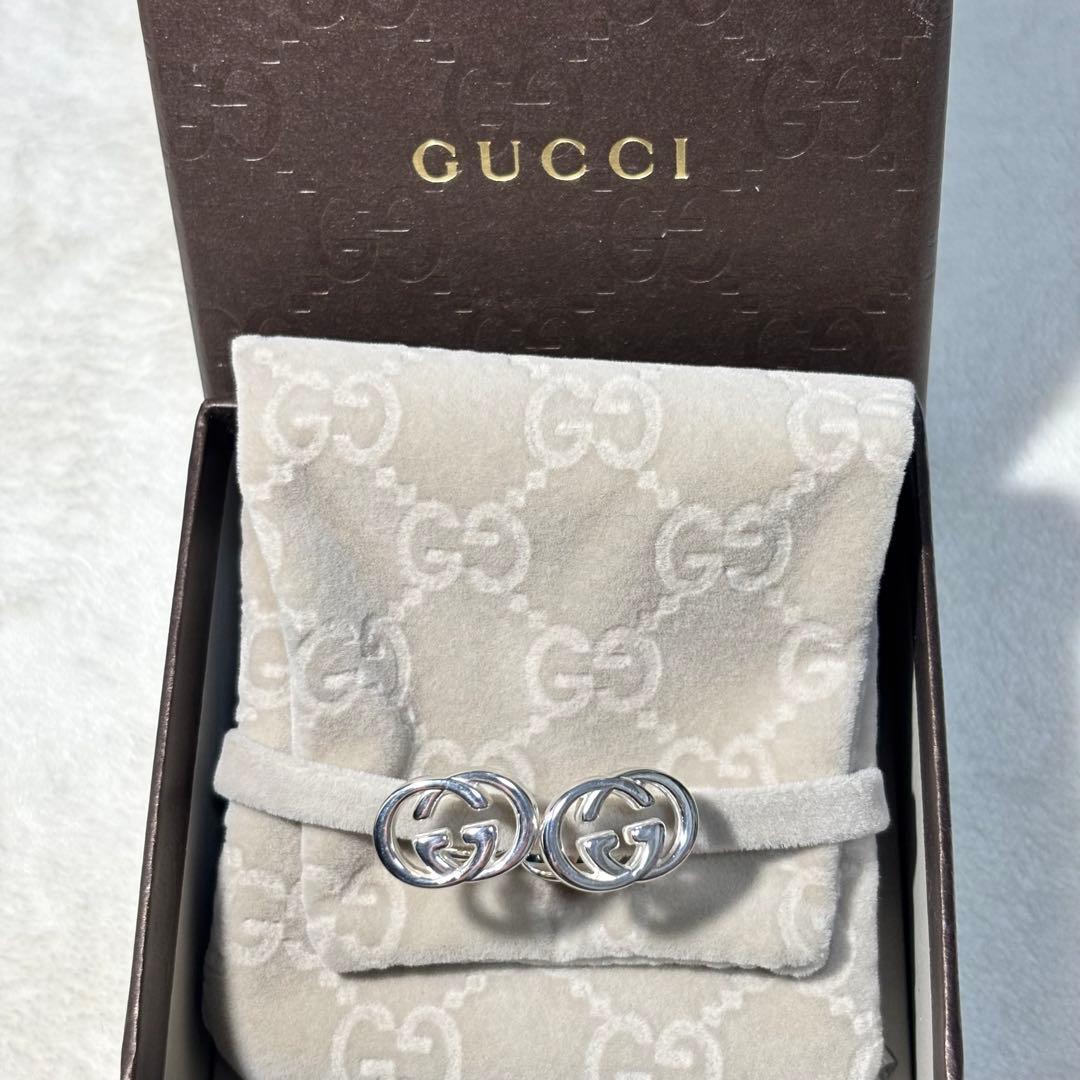 美品　GUCCI グッチ カフス インターロッキングG シルバー ビジネス