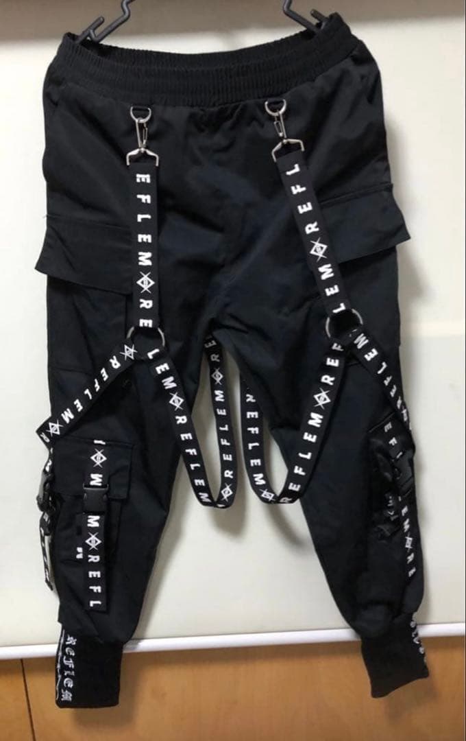 【美品】REFLEM/レフレム ハーネスロゴテープデザインカーゴパンツ