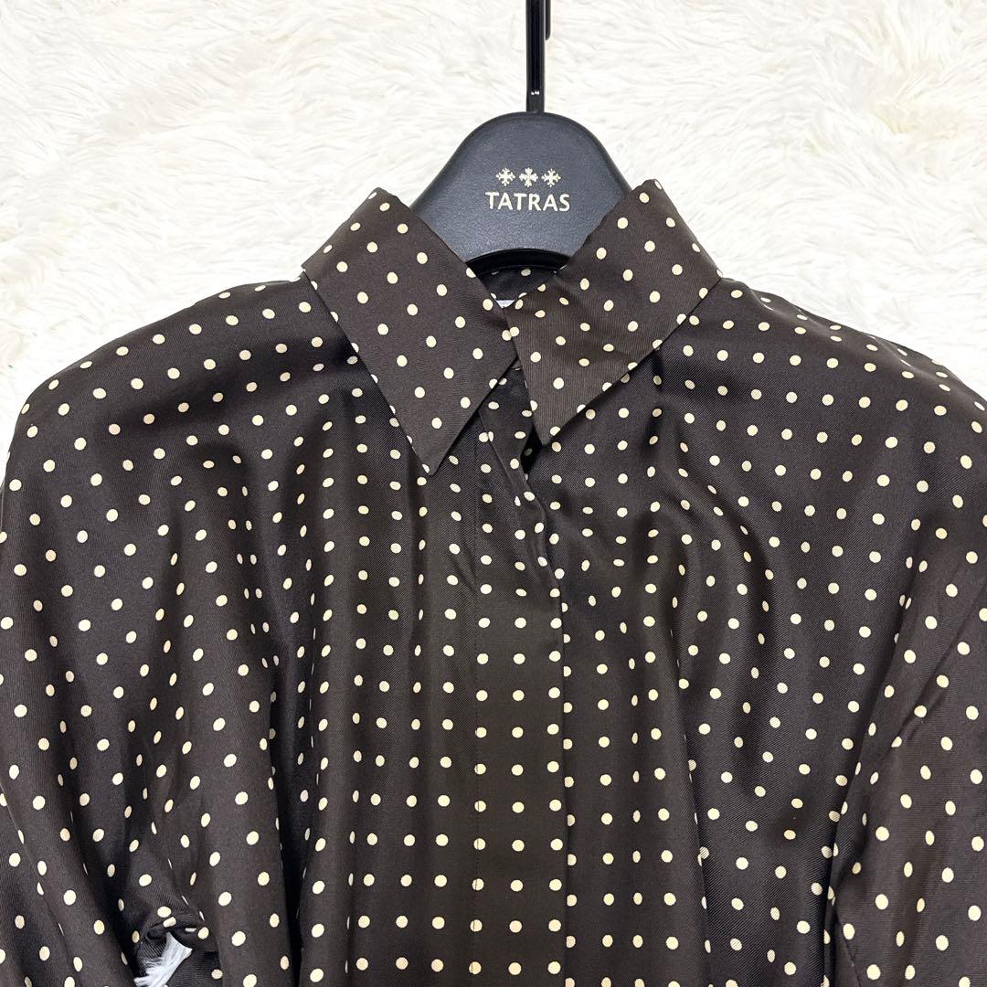 [美品✨白タグ] マックスマーラ シャツワンピース　シルク100% ドット　38