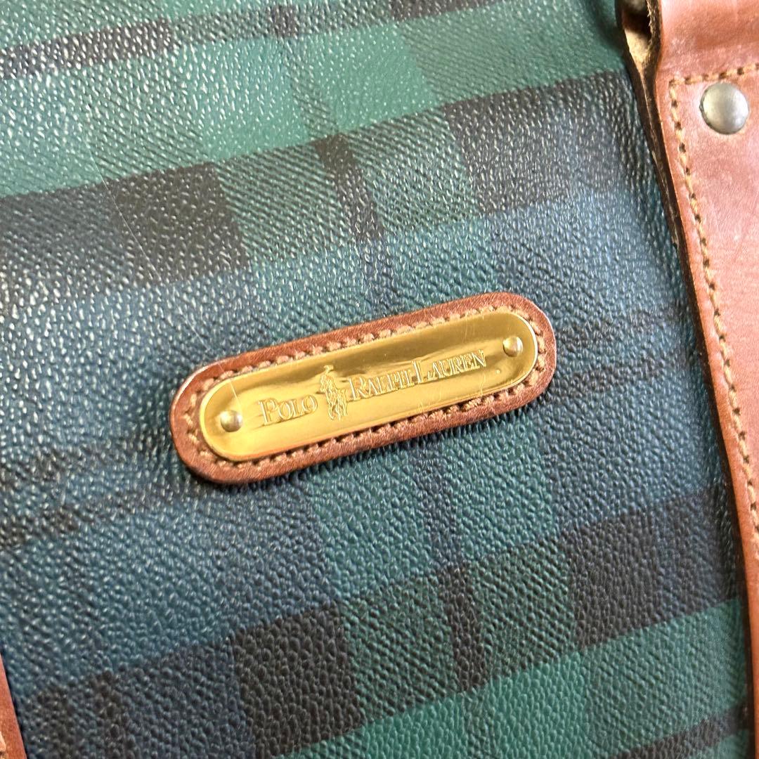 美品✨ポロラルフローレン ヴィンテージ ボストンバッグ チェック 旅行 PVC