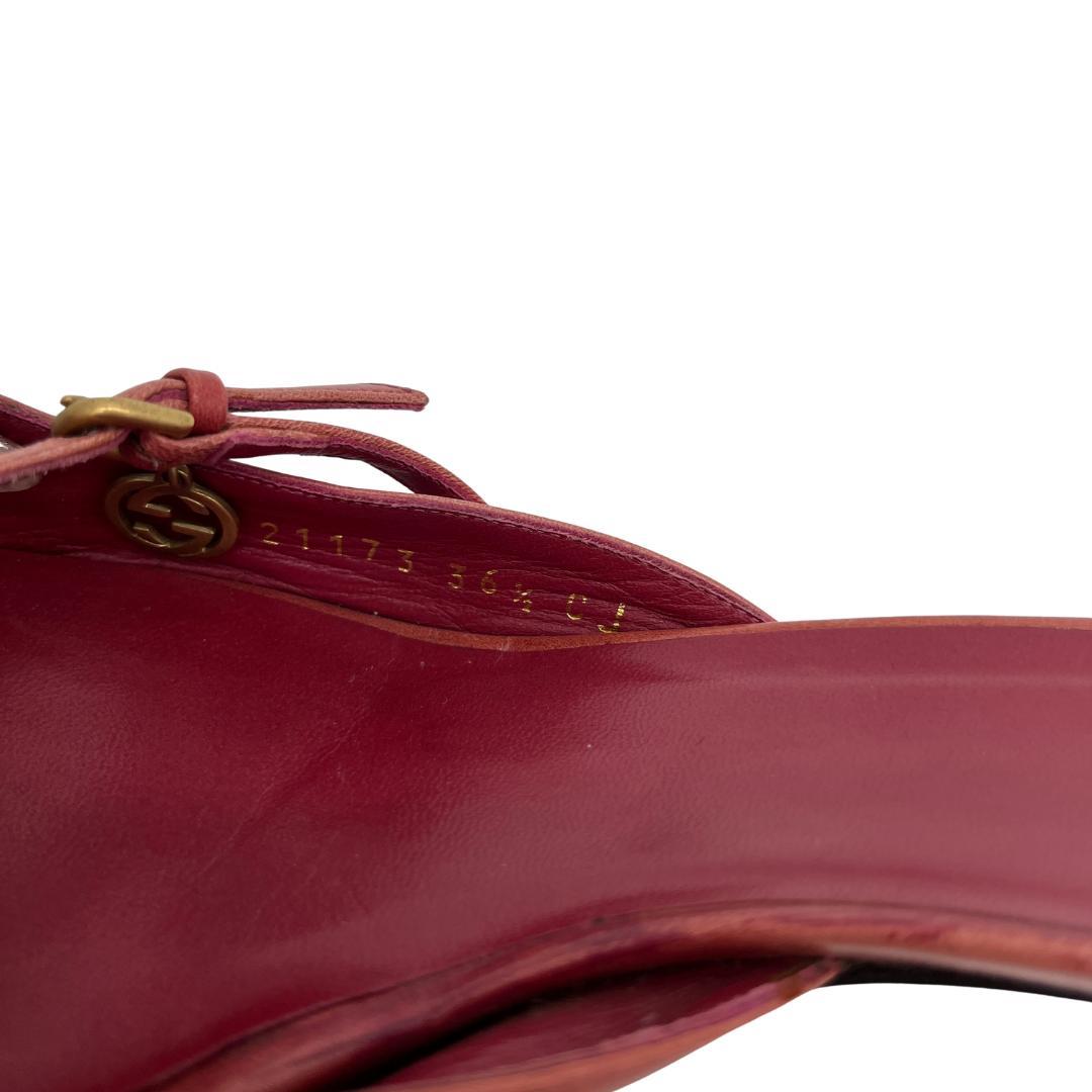 GUCCI グッチ レザー ミュール サンダル ロゴチャーム付 23.5cm