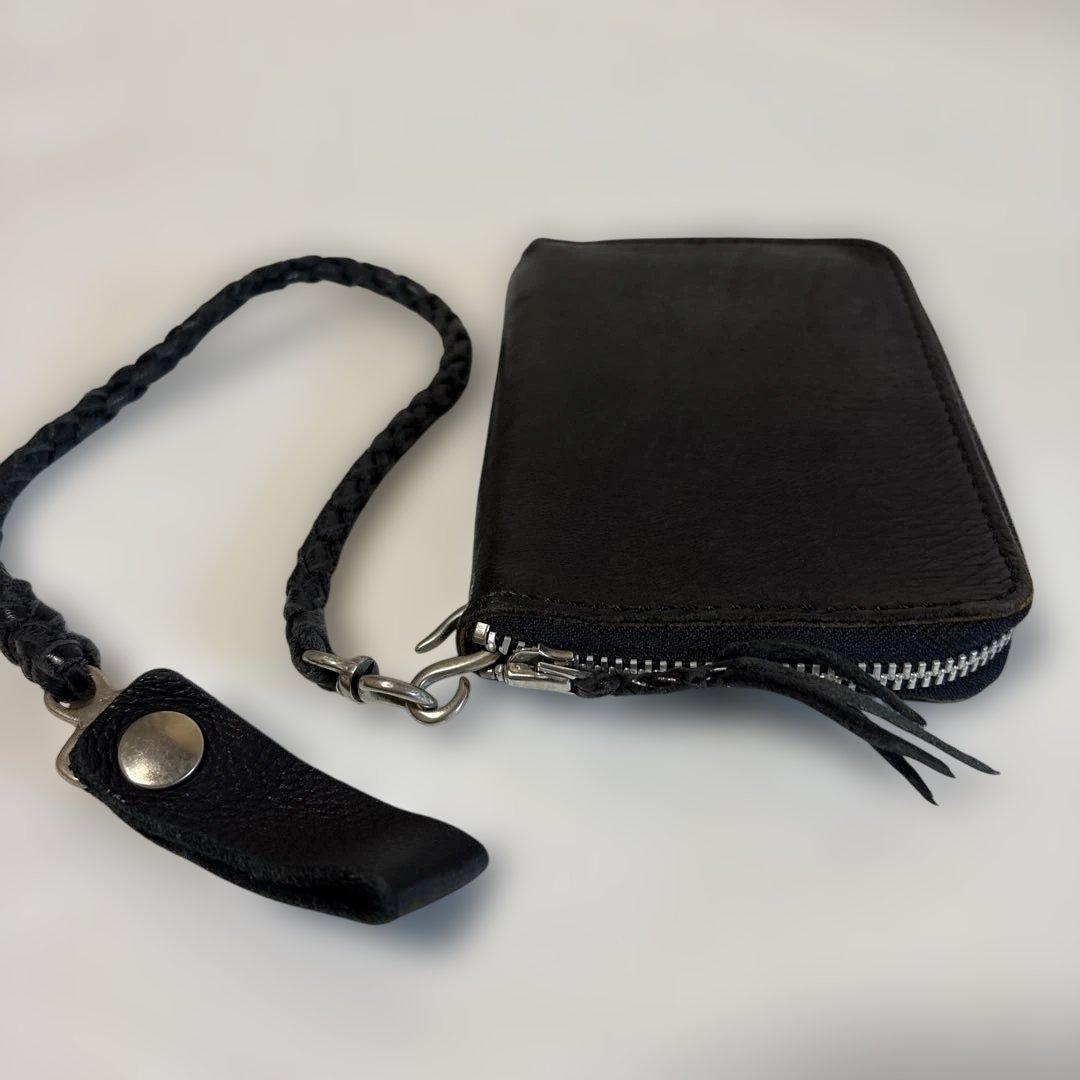 Y’s for men ヴィンテージブラック本革レザーチェーンウォレットT151